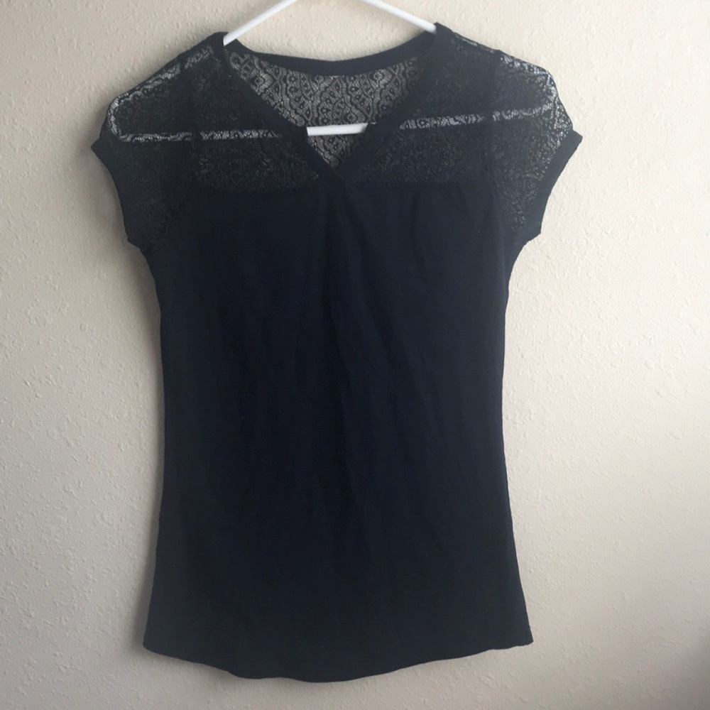 Black Lace Short Sleeve Top
